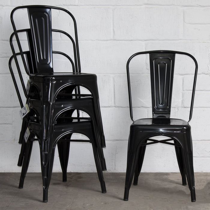 5PC Enna Table & Siena Chair Set - Black