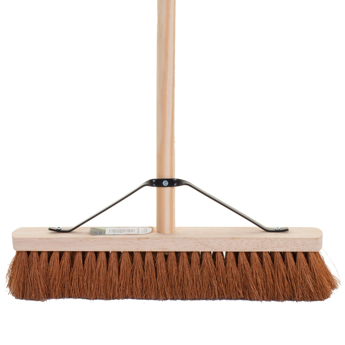 Coco Bristle Platform Broom Fitted with Metal Stay and Handle 18