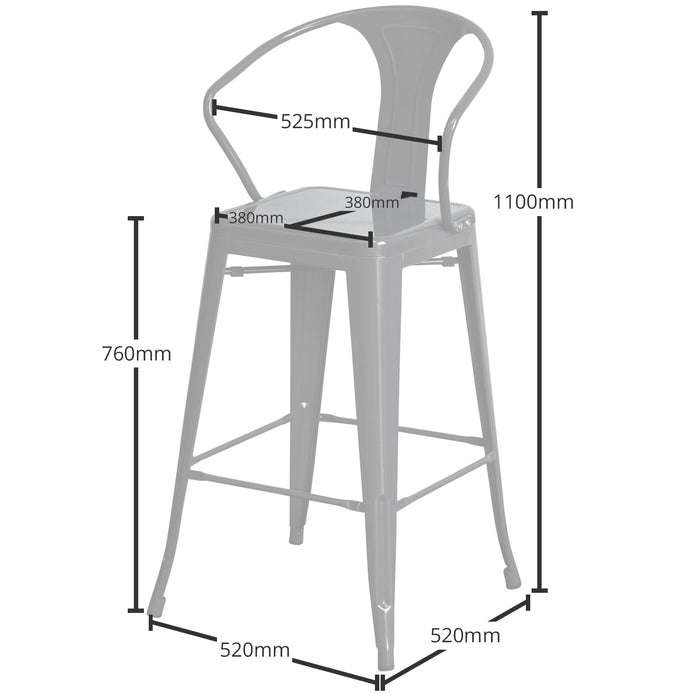 5PC Lodi Table & Favara Bar Stool Set - Graphite Grey
