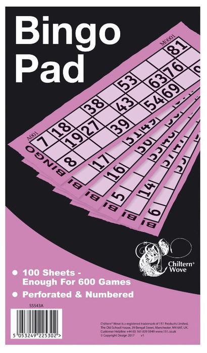 Bingo Ticket Pad 100 Sheets