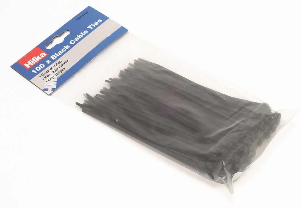 Cable Ties Black 3.6mm x 150mm 100pc