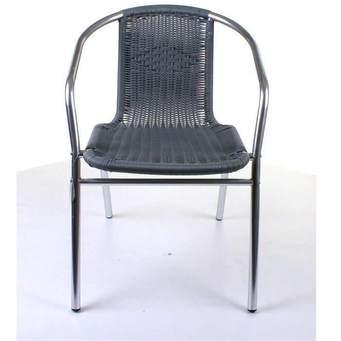 Chrome/Grey Wicker Bistro Sets - Round Table