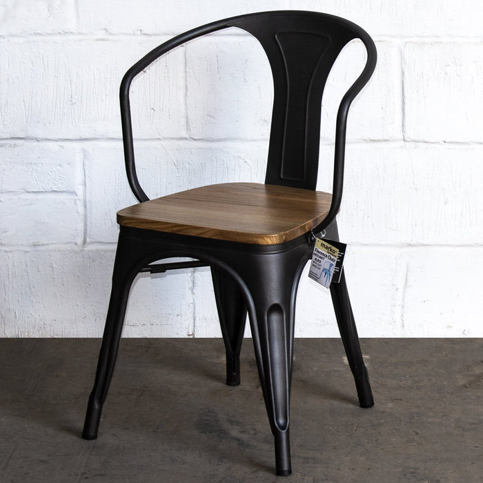 5PC Enna Table Florence Chair & Rho Stool Set - Onyx Matt Black