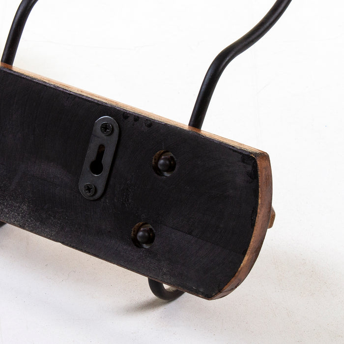 Oak Coat Rack with 5 Twin Rustic Hooks