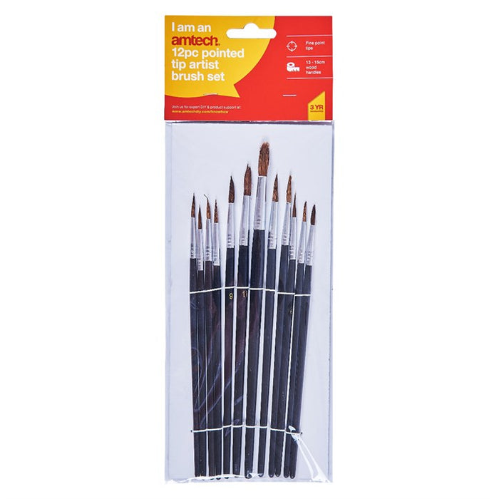 Fine Pointed Tip Art Brush Set 12pc