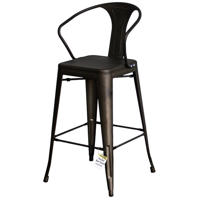 5PC Lodi Table & Favara Bar Stool Set - Gun Metal Grey