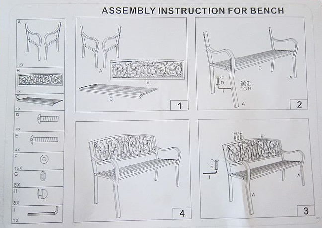 Black Metal Garden Bench