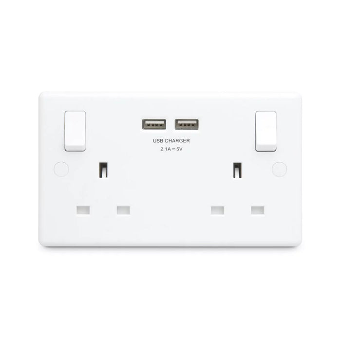USB Double Wall Socket Round Profile