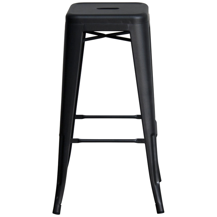 5PC Lodi Table & Orvieto Bar Stool Set - Onyx Matt Black