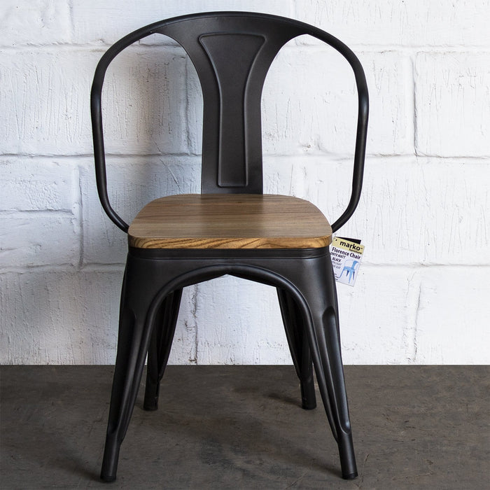 5PC Enna Table Florence Chair & Rho Stool Set - Onyx Matt Black