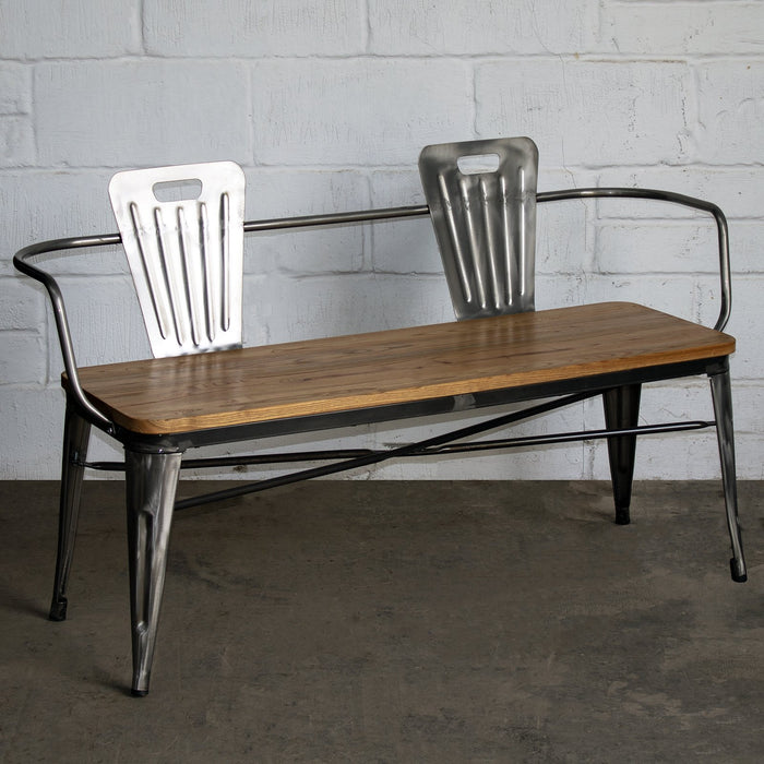 5PC Taranto Table, 2 Palermo Chairs & 2 Nuoro Benches Set - Steel