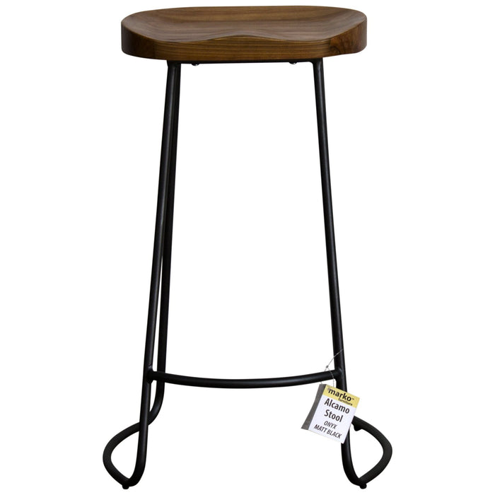 5PC Lodi Table & Alcamo Bar Stool Set - Onyx Matt Black