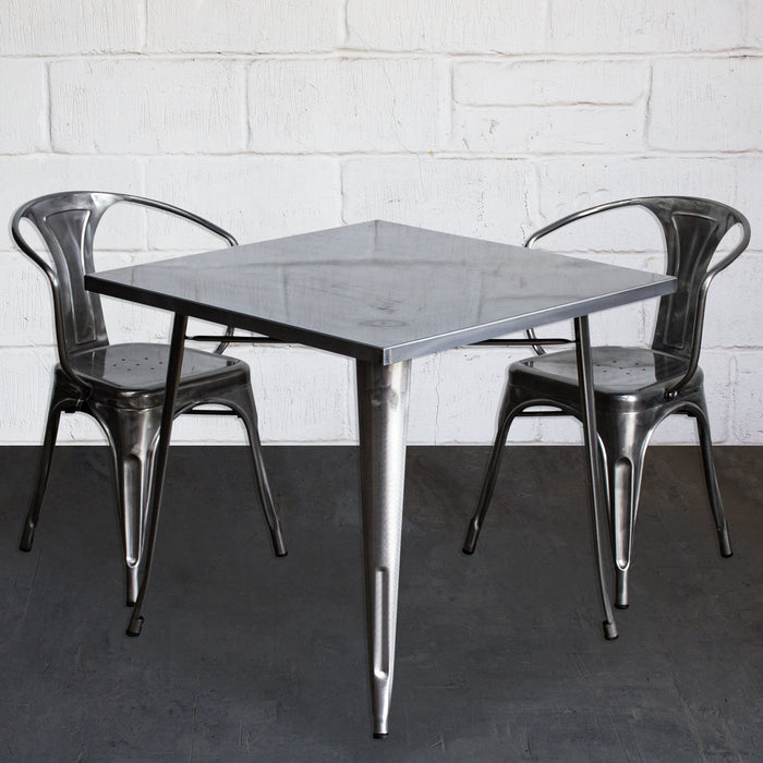3PC Belvedere Table & Forli Chair Set - Steel