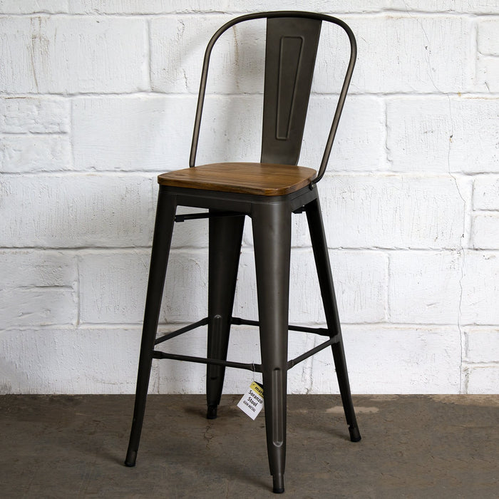 3PC Lodi Table & Soranzo Bar Stool Set - Gun Metal Grey