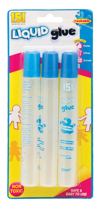 Clear Liquid Glue Pens 50ml 3pk