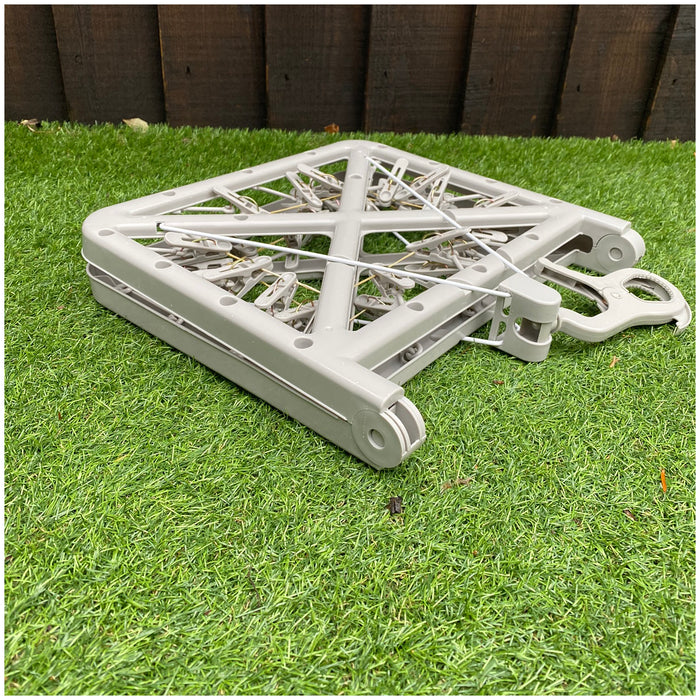 Square Folding Clothes Airer with 32 Hanging Pegs