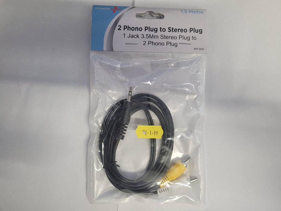 2 Phono Plug to 3.5mm Stereo Plug