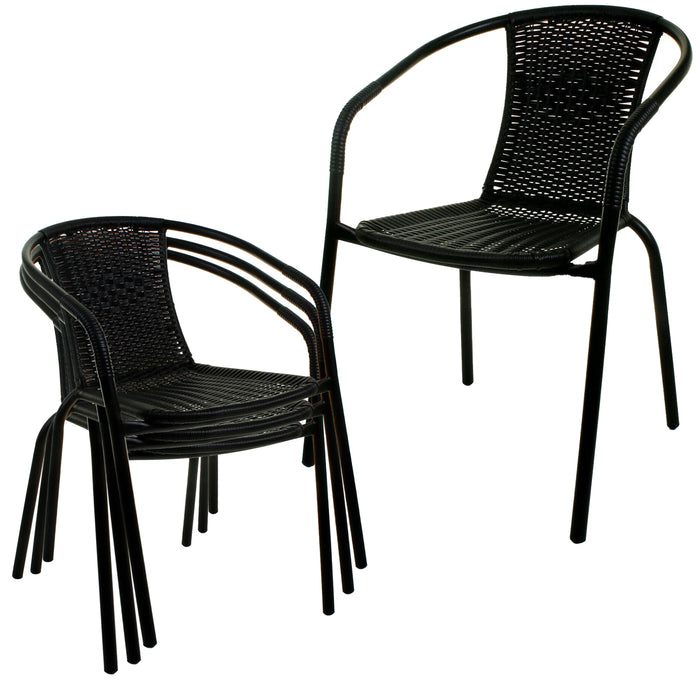 Black Wicker Edge Table Bistro Sets