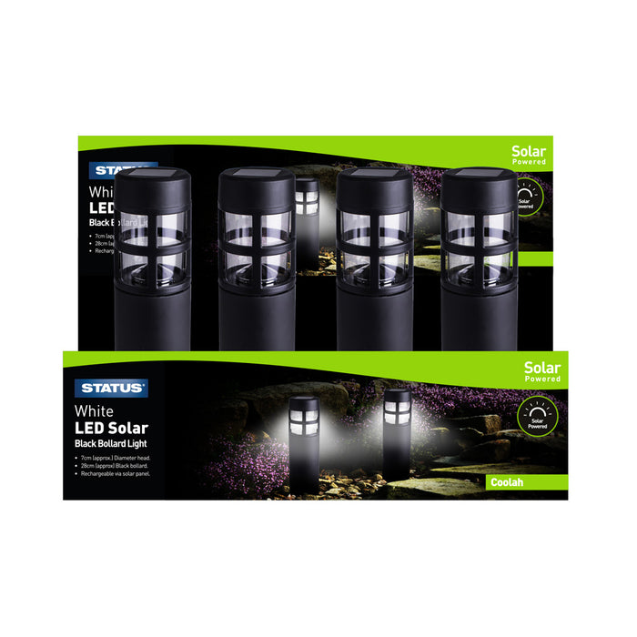 LED Solar Bollard Stake Light Black 1pc