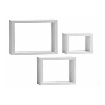 White Floating Cube Shelves 3pc
