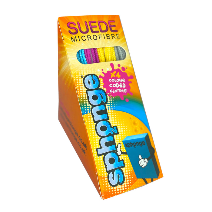 Sph₂onge Suede Microfibre Colour Coded Cloths 4pc