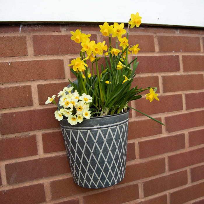 Galvanised Round Hanging Planters