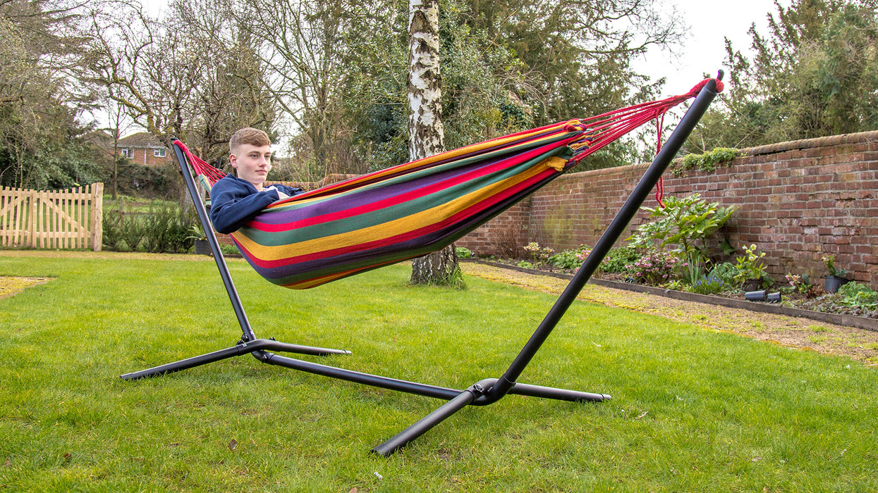 Durable Goods Stand Up Hammock Red Striped Double Hammock