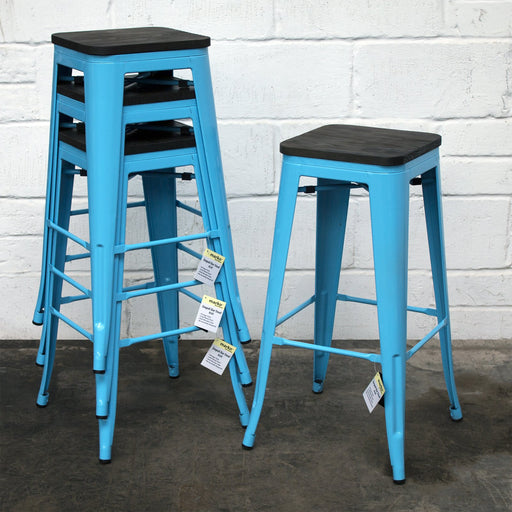 Blue metal counter stools discount