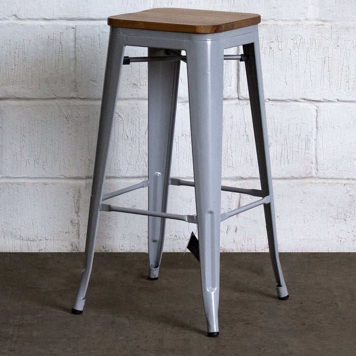 Tolix Style Firenze Bar Stool - Pale Grey