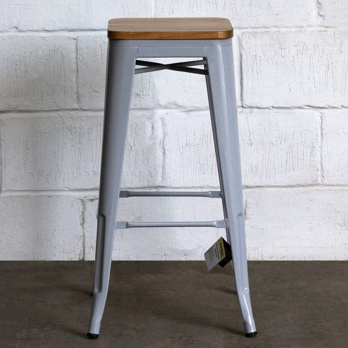 Tolix Style Firenze Bar Stool - Pale Grey