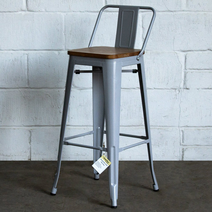 Tolix Style Tuscany Bar Stool - Pale Grey