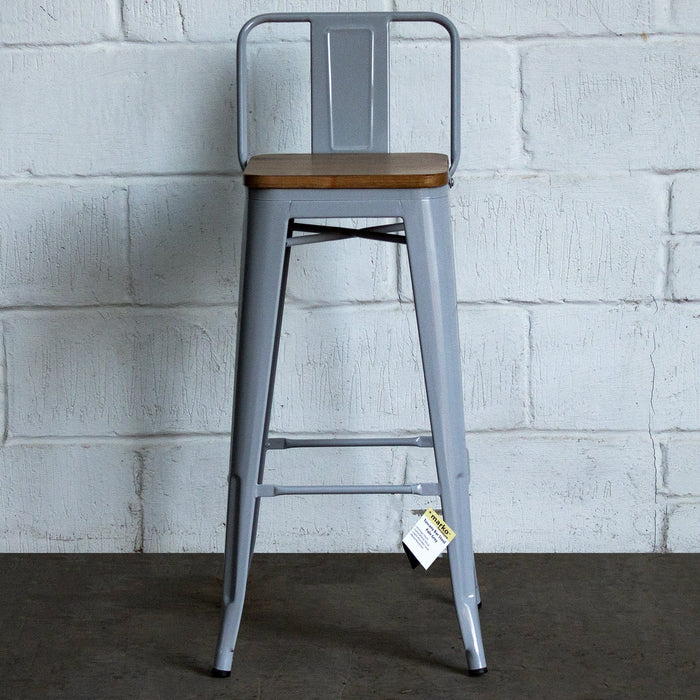 Tolix Style Tuscany Bar Stool - Pale Grey