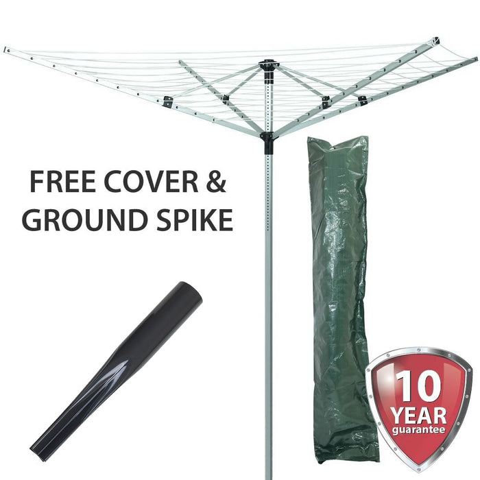 50M 4 Arm Rotary Airer with Spike & Cover