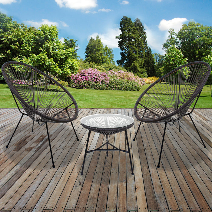 3PC Rattan Egg Set - Grey