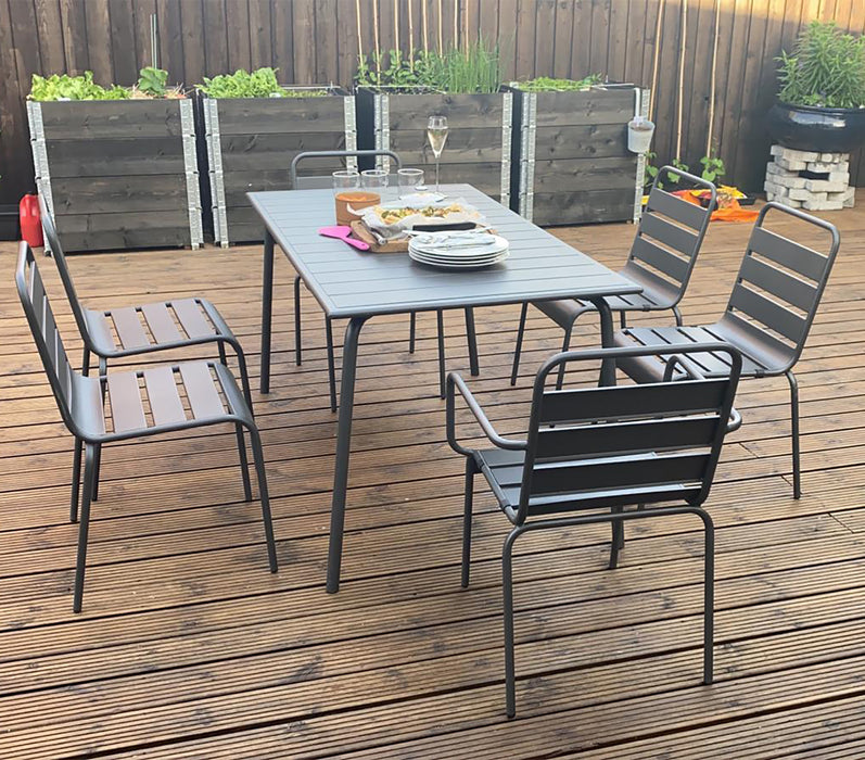 Slatted Bistro Rectangular Table and Chair Sets
