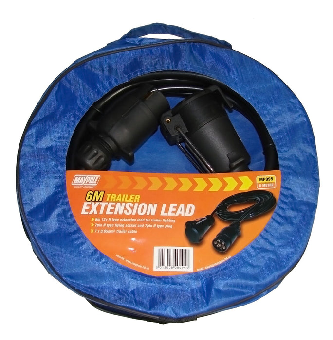 Straight Extension Lead Plug to Socket 7 Pin 6m