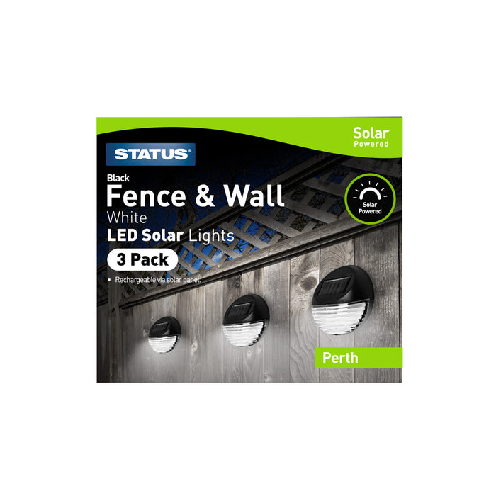 LED Solar Black Fence Lights 3pc