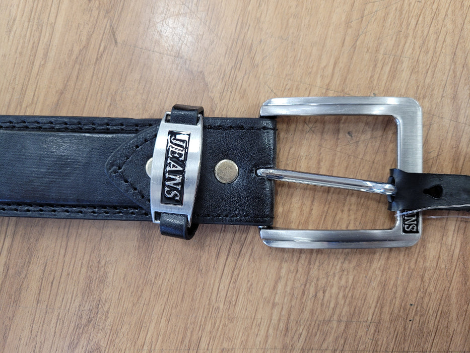 Jeans Embossed Keeper Belt Black L