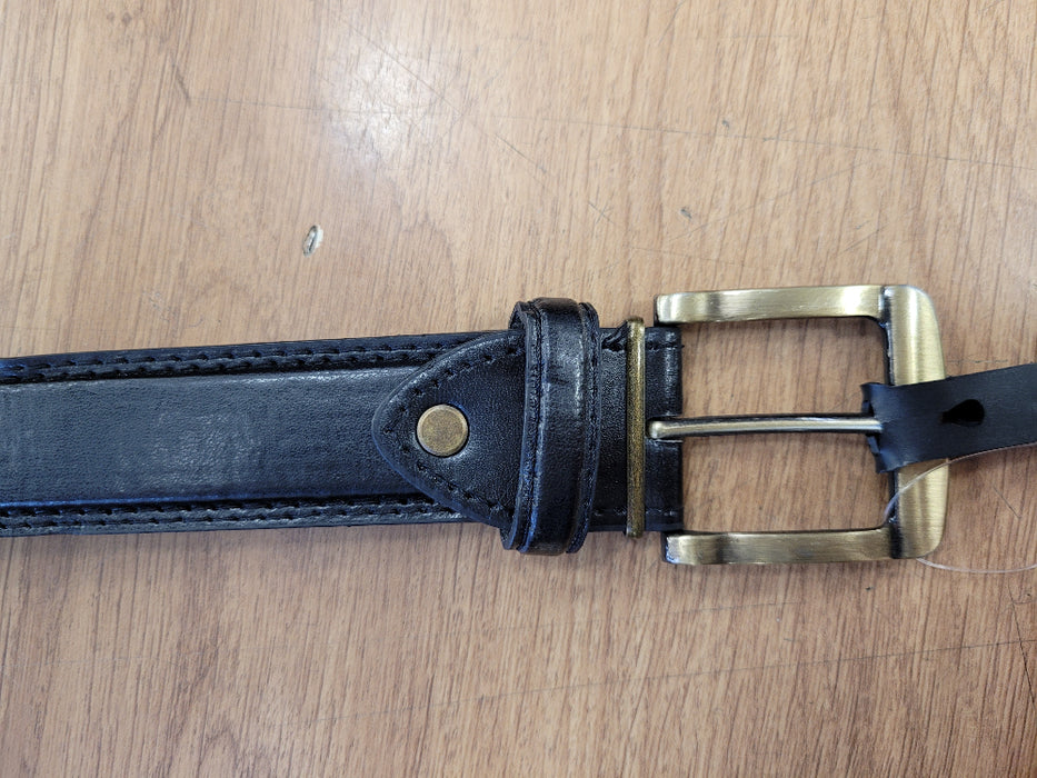 Brass Look Buckle Belt Black XXL