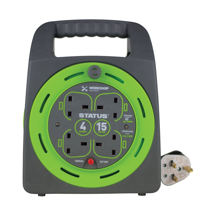 4 Socket Extension Cable Reel 15M