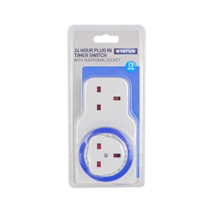 24 Hour Timer Switch 2 x socket Outlet White
