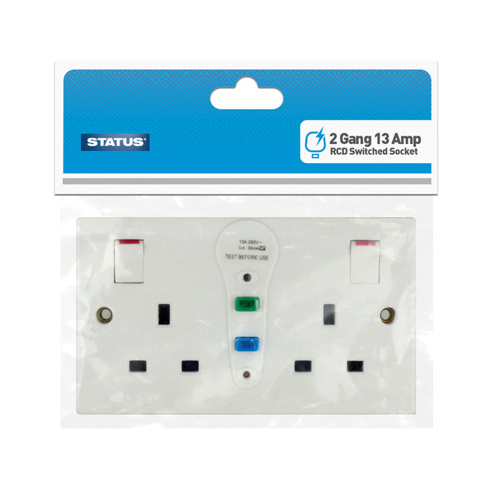 RCD Wall Socket Switched White