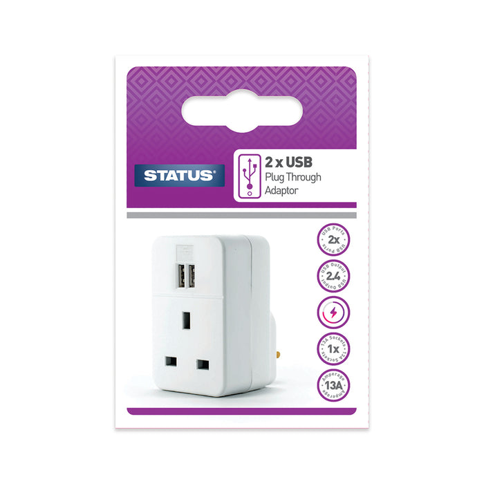 2 x USB Charging Port Power Adaptor White