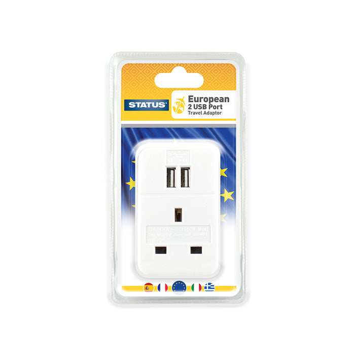 European Travel Adaptor 2 x USB Charging Ports