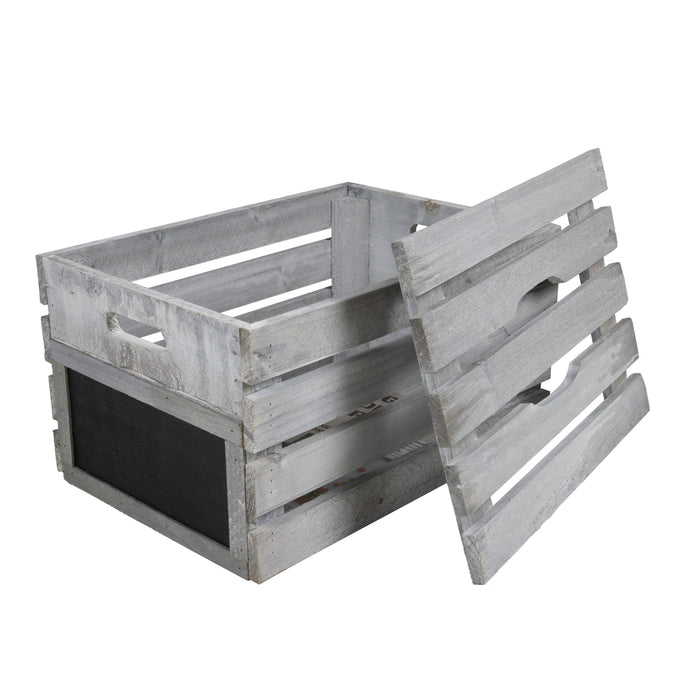 Ash Grey Vintage Wooden Crates with Lid