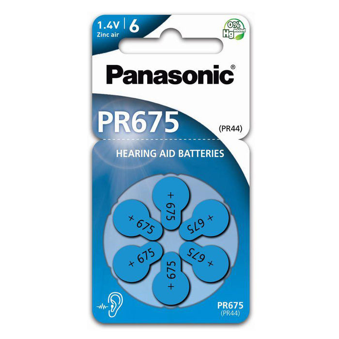Panasonic PR675 Hearing Aid Batteries Pack of 6