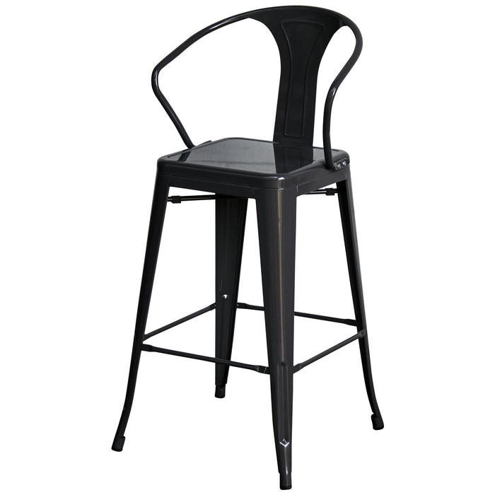 5PC Lodi Table & Favara Bar Stool Set - Graphite Grey