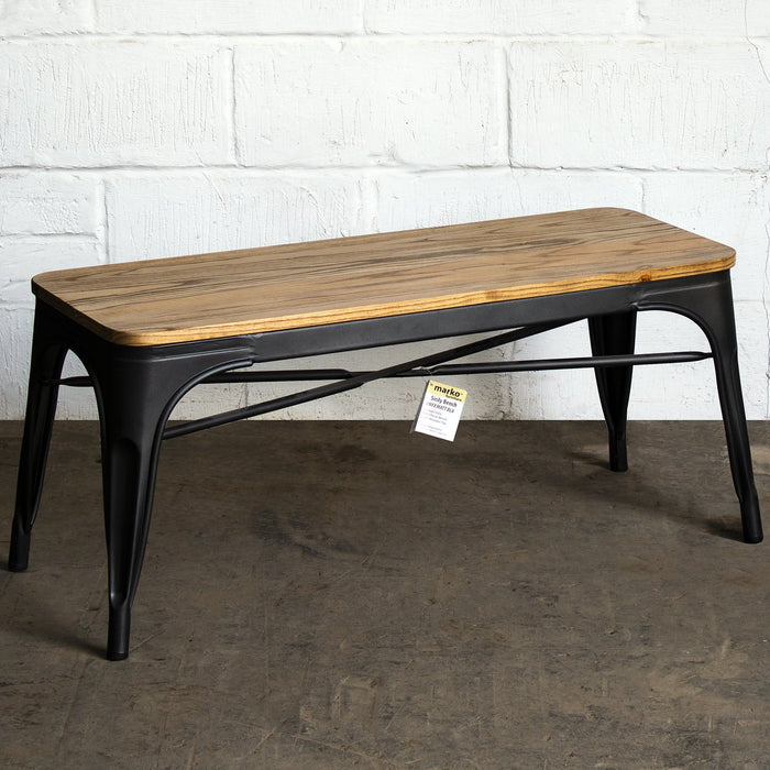 4PC Prato Table, 2 Rho Stools & Sicily Bench Set - Onyx Matt Black