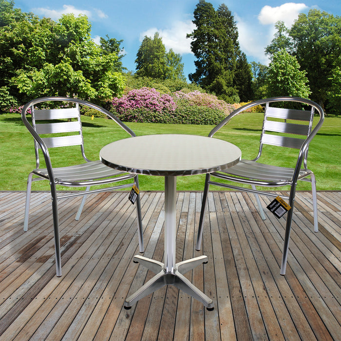 3PC Chrome Bistro Set with Round Chrome Table