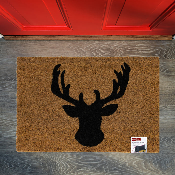 Coir Doormat - Stag Design
